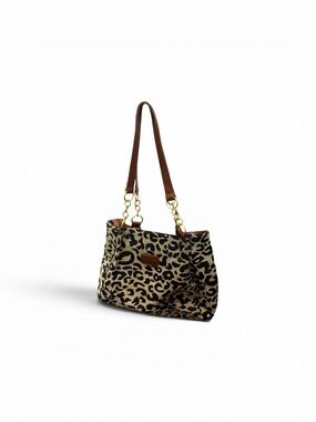 Leopard Print Shoulder Tote Bag in Brown